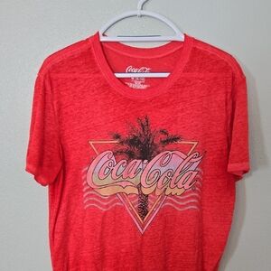Coca-Cola | Red Slub Knit Graphic Tee Size Medium